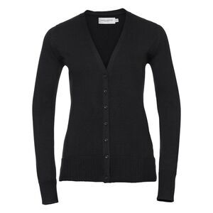 Russell Collection Womens/Ladies Deep V Cardigan / Black